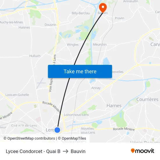 Lycee Condorcet - Quai B to Bauvin map