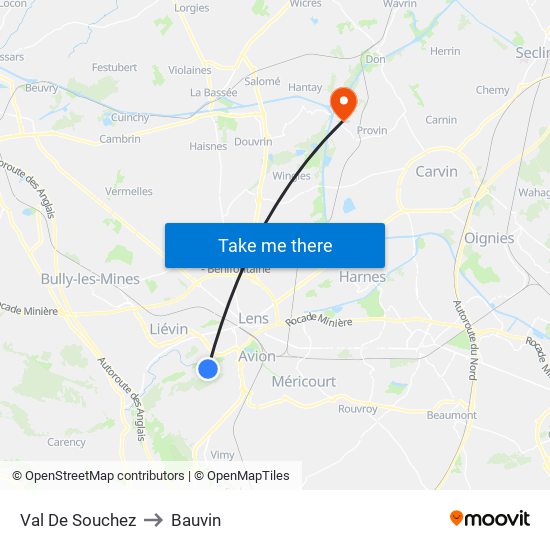 Val De Souchez to Bauvin map