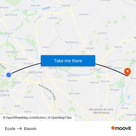 Ecole to Bauvin map