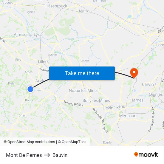 Mont De Pernes to Bauvin map