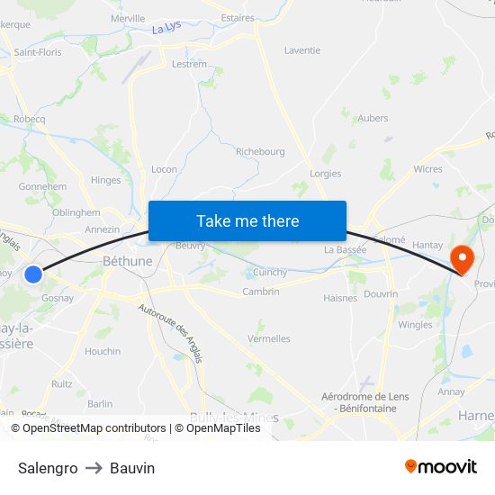 Salengro to Bauvin map