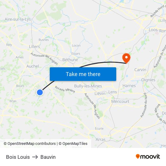 Bois Louis to Bauvin map