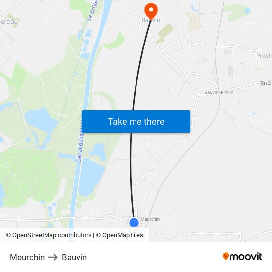 Meurchin to Bauvin map