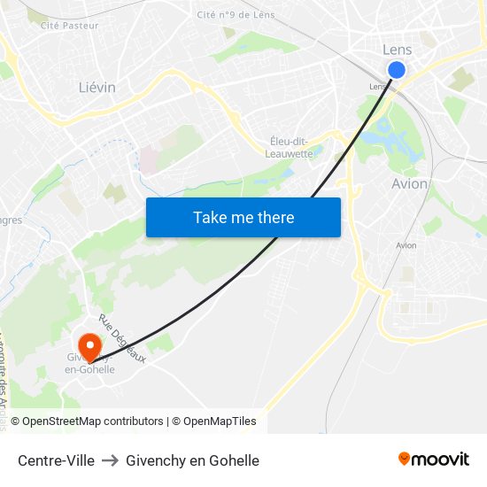 Centre-Ville to Givenchy en Gohelle map