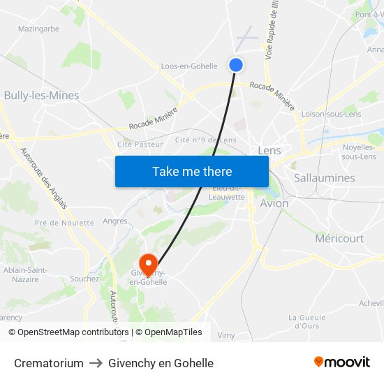 Crematorium to Givenchy en Gohelle map