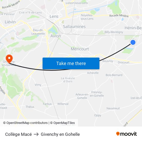 Collège Macé to Givenchy en Gohelle map