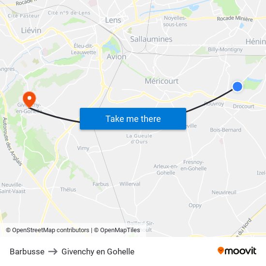 Barbusse to Givenchy en Gohelle map