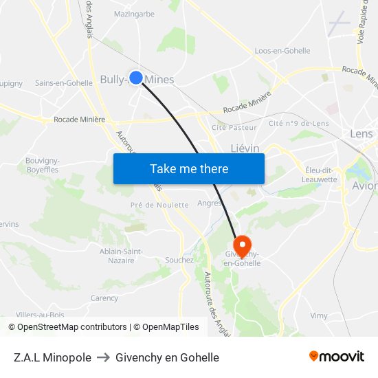 Z.A.L Minopole to Givenchy en Gohelle map