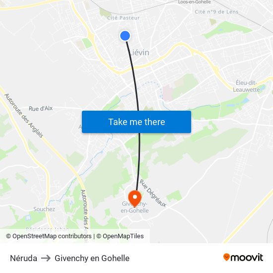 Néruda to Givenchy en Gohelle map