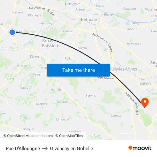 Rue D'Allouagne to Givenchy en Gohelle map