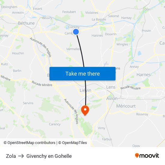 Zola to Givenchy en Gohelle map