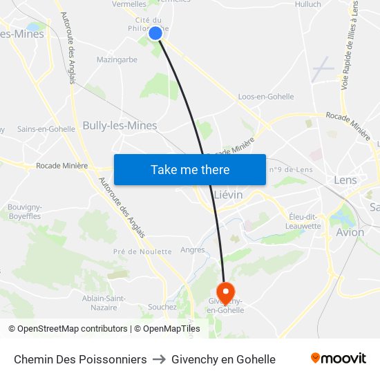 Chemin Des Poissonniers to Givenchy en Gohelle map
