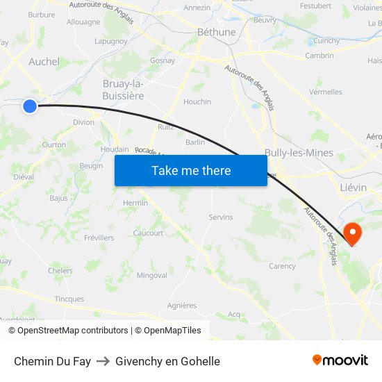 Chemin Du Fay to Givenchy en Gohelle map