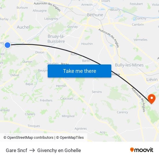 Gare Sncf to Givenchy en Gohelle map