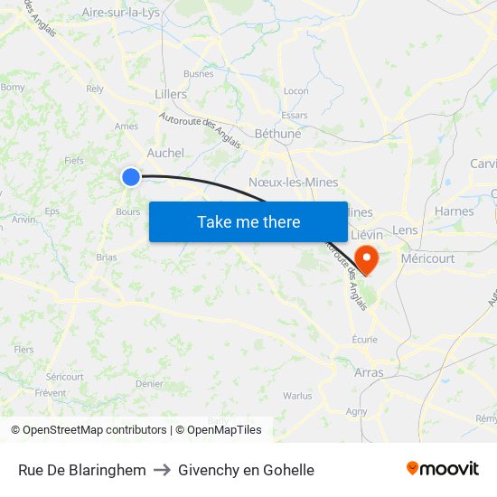 Rue De Blaringhem to Givenchy en Gohelle map