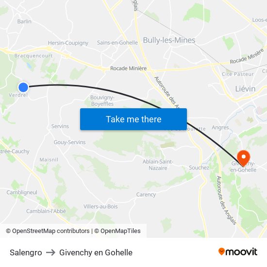 Salengro to Givenchy en Gohelle map