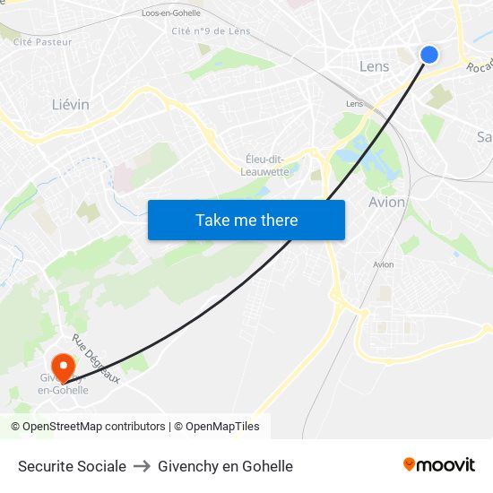 Securite Sociale to Givenchy en Gohelle map