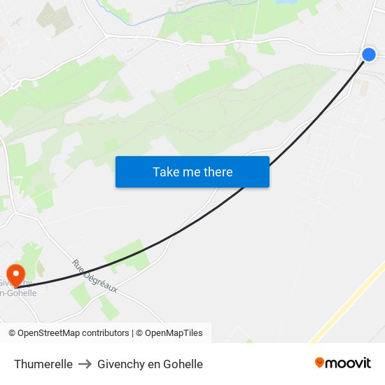 Thumerelle to Givenchy en Gohelle map