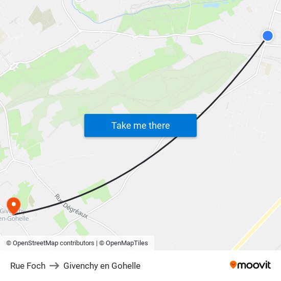 Rue Foch to Givenchy en Gohelle map