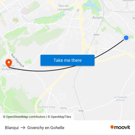 Blanqui to Givenchy en Gohelle map