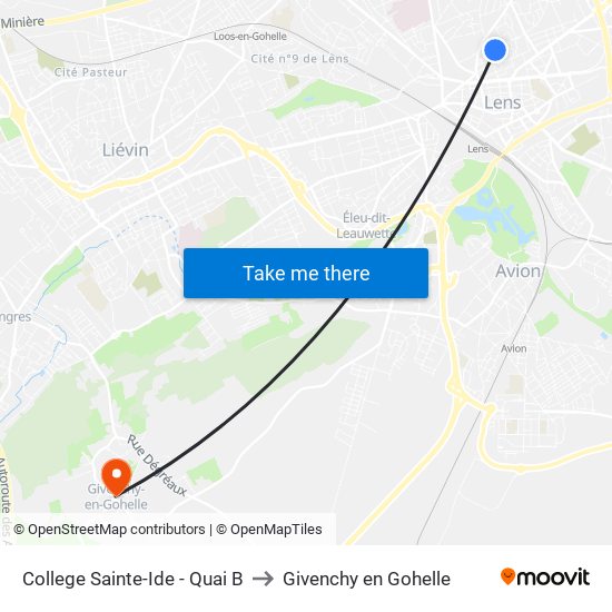 College Sainte-Ide - Quai B to Givenchy en Gohelle map