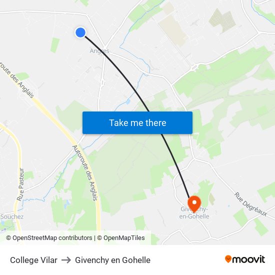 College Vilar to Givenchy en Gohelle map
