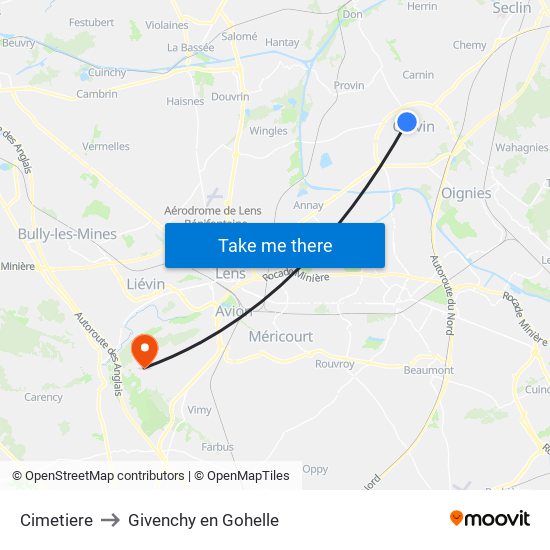 Cimetiere to Givenchy en Gohelle map