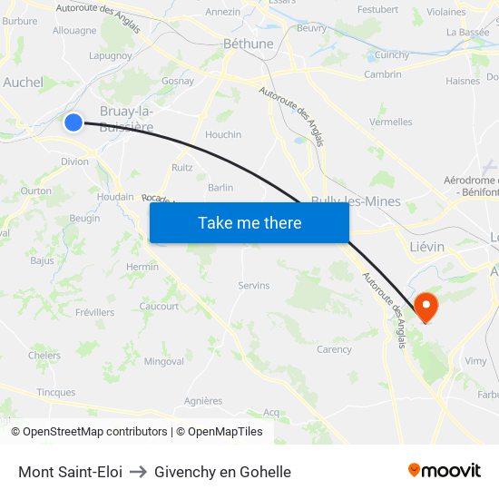 Mont Saint-Eloi to Givenchy en Gohelle map