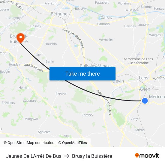 Jeunes De L’Arrêt De Bus to Bruay la Buissière map