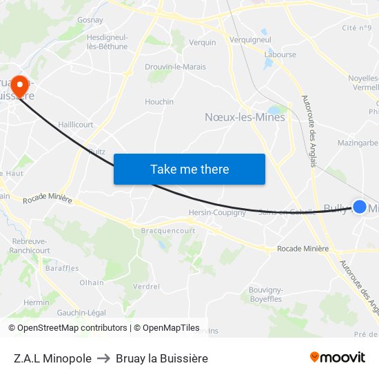 Z.A.L Minopole to Bruay la Buissière map