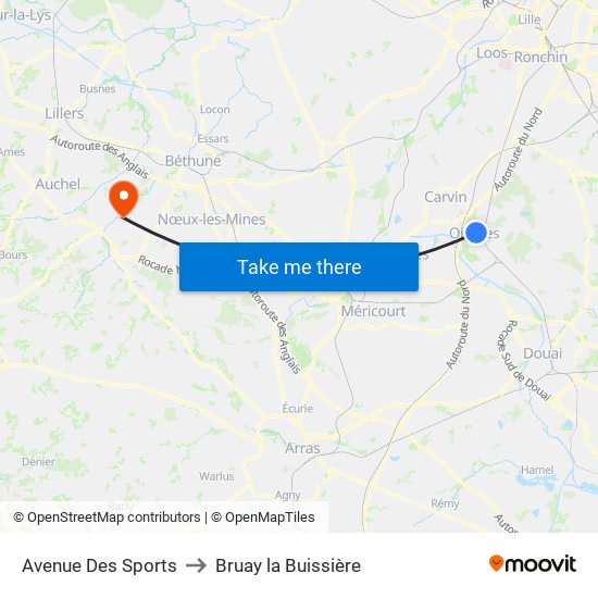 Avenue Des Sports to Bruay la Buissière map