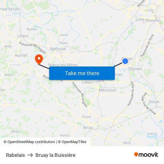 Rabelais to Bruay la Buissière map
