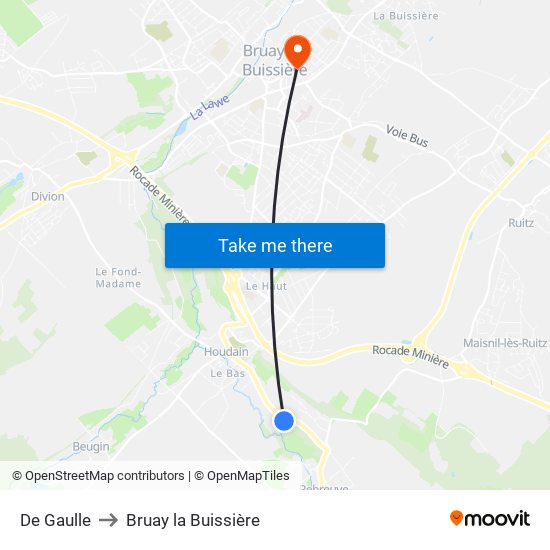 De Gaulle to Bruay la Buissière map