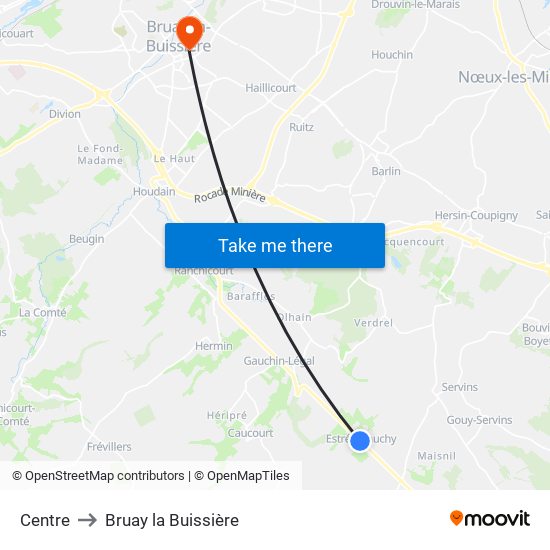 Centre to Bruay la Buissière map