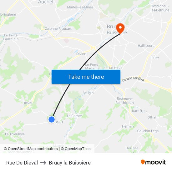 Rue De Dieval to Bruay la Buissière map