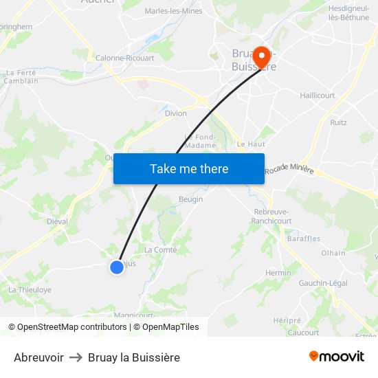 Abreuvoir to Bruay la Buissière map