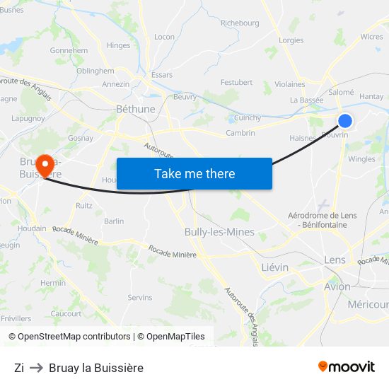 Zi to Bruay la Buissière map