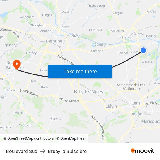 Boulevard Sud to Bruay la Buissière map