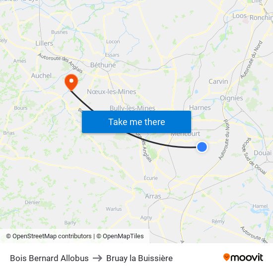 Bois Bernard Allobus to Bruay la Buissière map