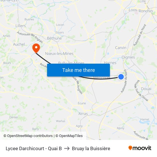Lycee Darchicourt - Quai B to Bruay la Buissière map