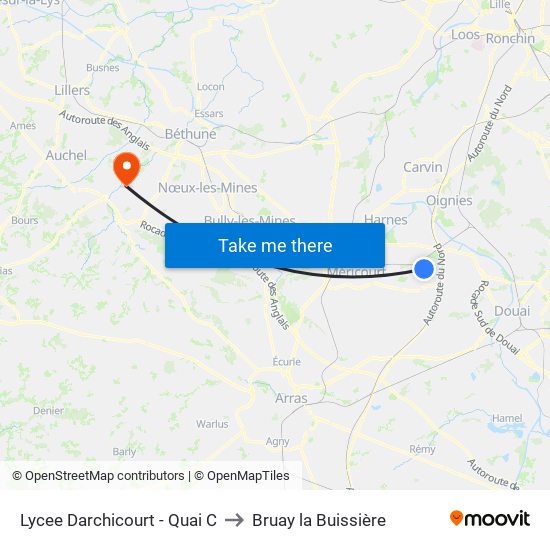 Lycee Darchicourt - Quai C to Bruay la Buissière map