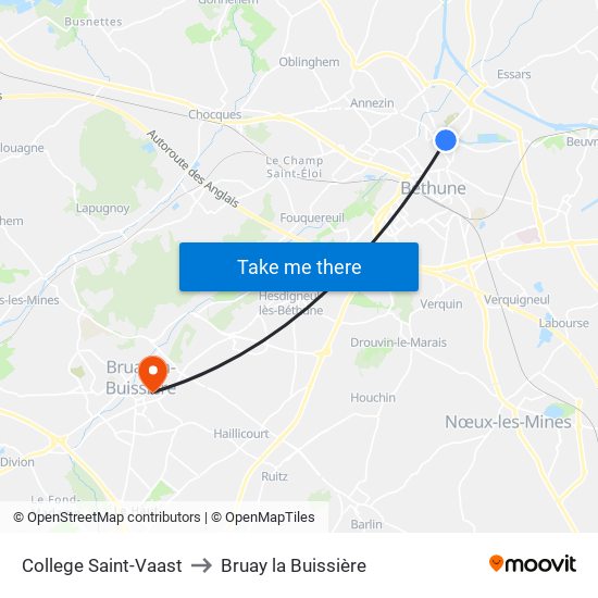 College Saint-Vaast to Bruay la Buissière map