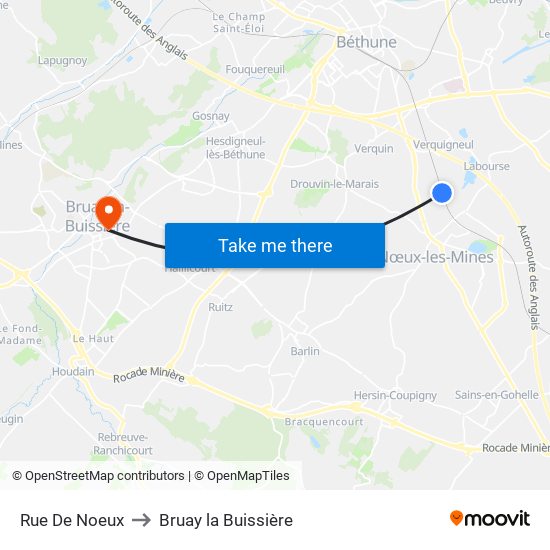 Rue De Noeux to Bruay la Buissière map