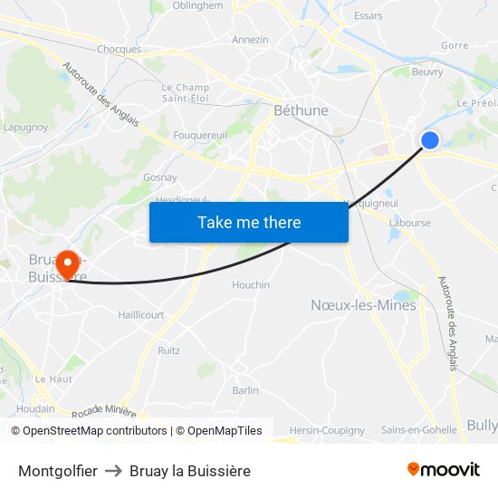 Montgolfier to Bruay la Buissière map
