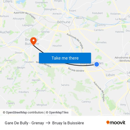 Gare De Bully - Grenay to Bruay la Buissière map