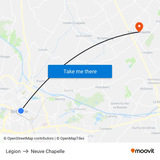 Légion to Neuve Chapelle map