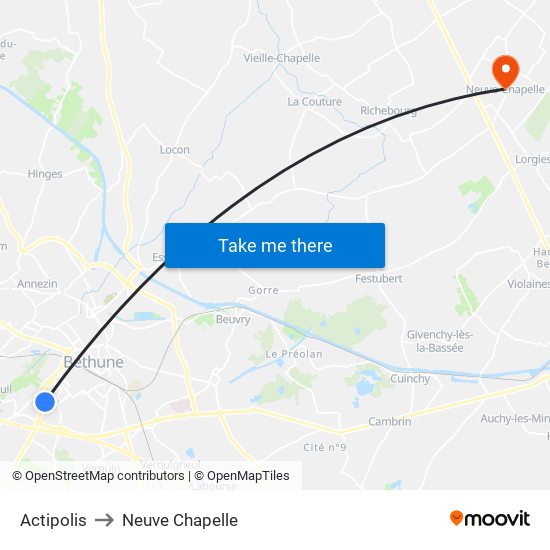 Actipolis to Neuve Chapelle map