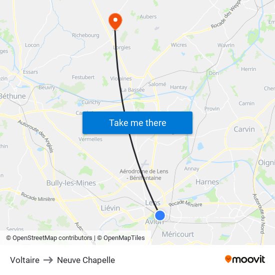 Voltaire to Neuve Chapelle map