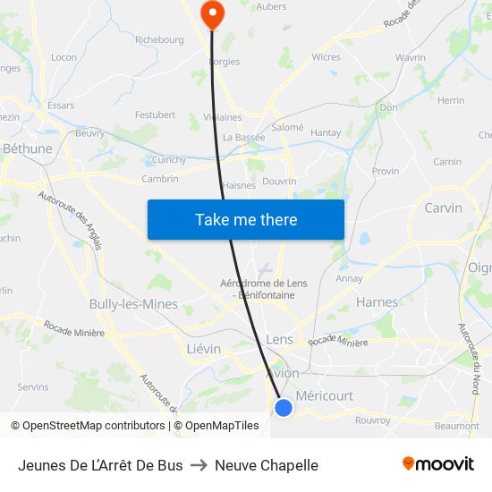Jeunes De L’Arrêt De Bus to Neuve Chapelle map