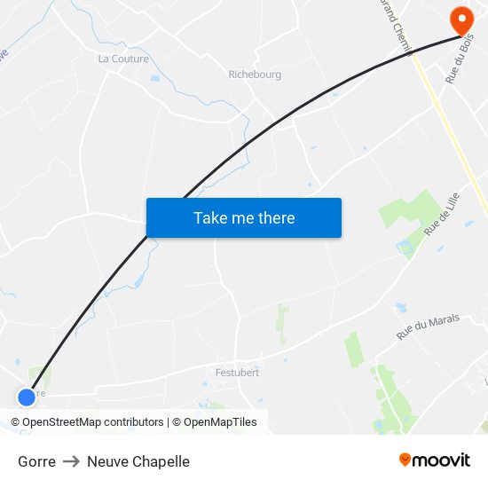 Gorre to Neuve Chapelle map